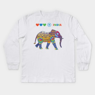 Elephant in India pineapple fruit Kids Long Sleeve T-Shirt